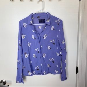 Reformation purple floral blouse